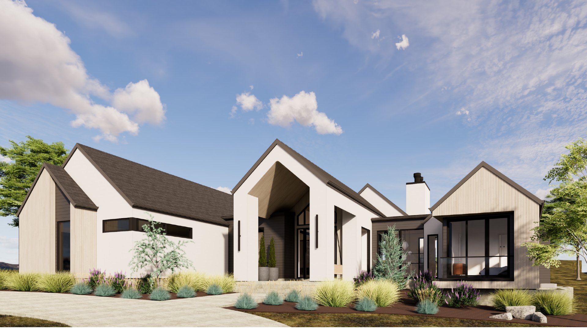 Avra, front of home, rendering