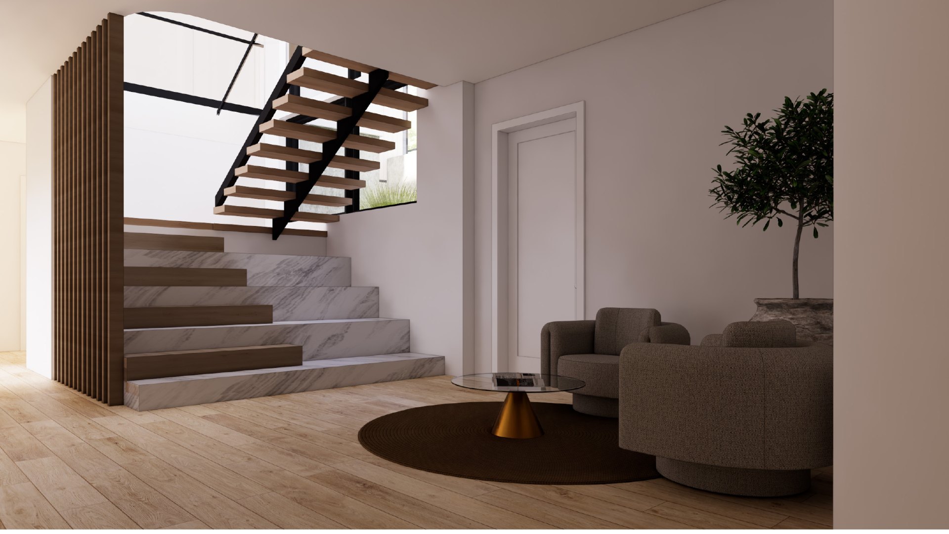 Avra, floating stair, rendering
