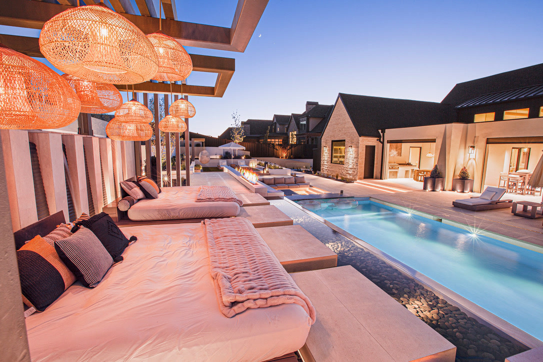 Cabana daybeds by the pool
