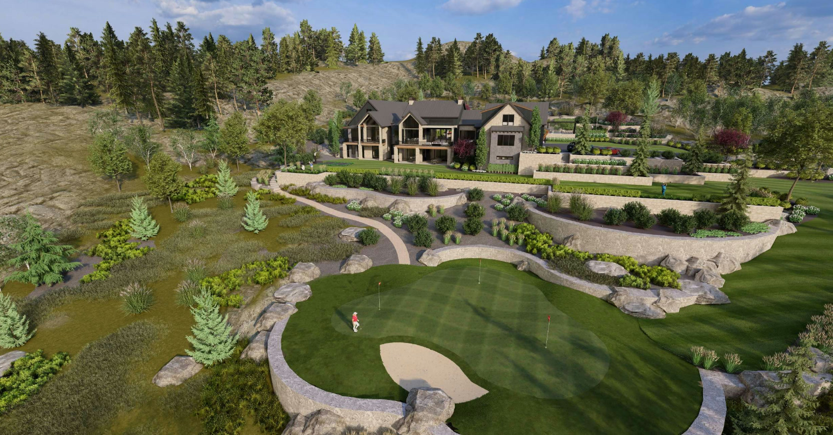 Three Falls project, the putting green, rendering
